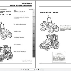 Landini Tractor Mistral 40 45 50 55 Operators Maintenance Manual 3683297M1 PT 1