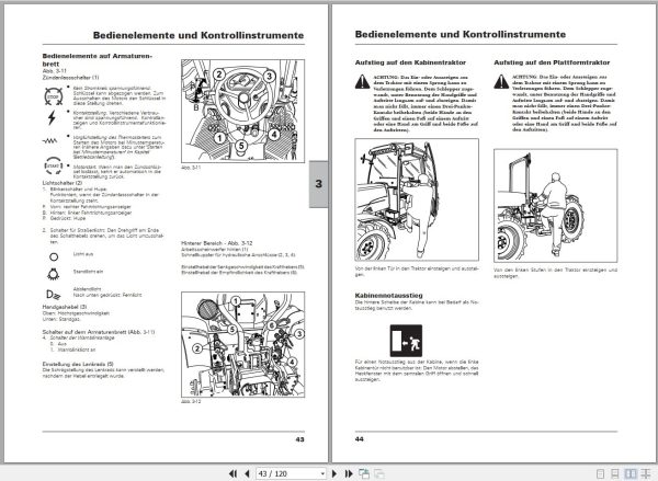 Landini Tractor Mistral 40 55 T3 Operators Maintenance Manual 6507199M1 DE 2