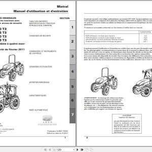 Landini Tractor Mistral 40 T3 to 55 T3 Operators Maintenance Manual 6507197M1 FR 1