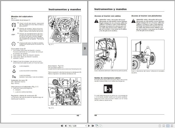 Landini Tractor Mistral 40 T3 to 55 T3 Operators Maintenance Manual 6507198M1 ES 2