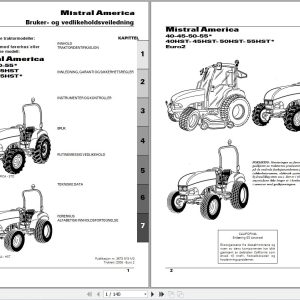 Landini Tractor Mistral America 40 to 55HST Operators Maintenance Manual 3675919M3 NO 1