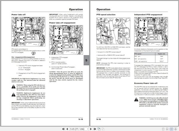 Landini Tractor Multifarm 75 80 90 Operators Maintenance Manual 6608545A2 EN 2