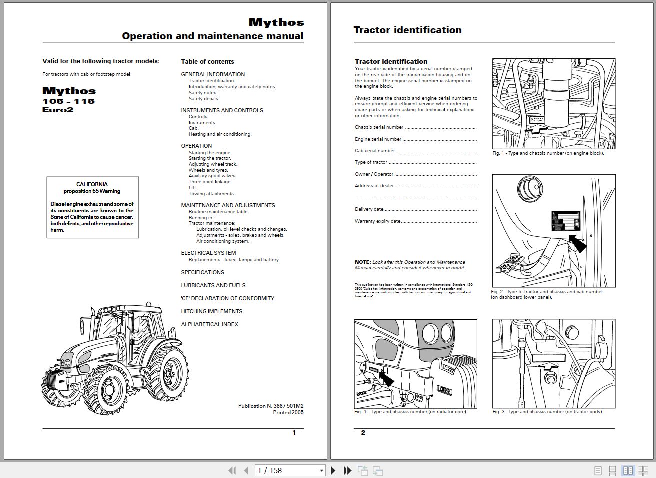 Landini Tractor Mythos 105 115 Operators Maintenance Manual 3667501M2 EN 1