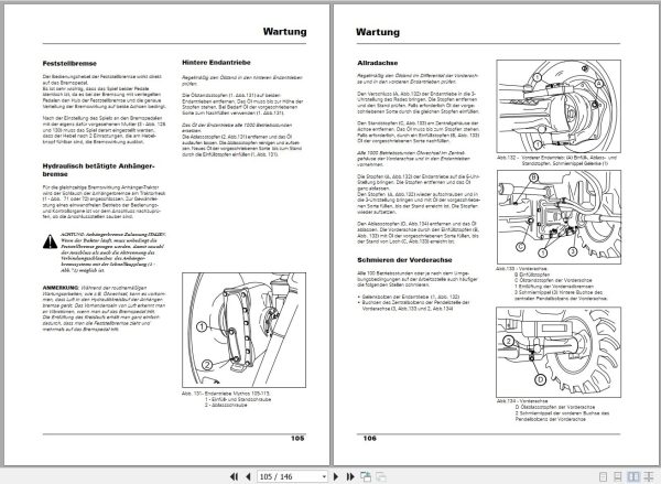 Landini Tractor Mythos 105 115 Operators Maintenance Manual 3667504M2 DE 2