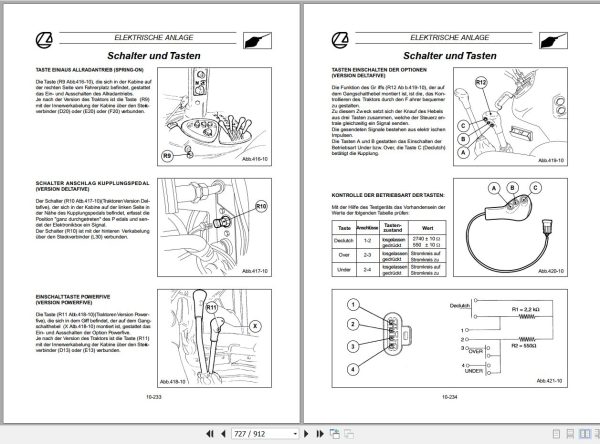 Landini Tractor Mythos 90 100 110 Service Manual 3659959M1 DE 2
