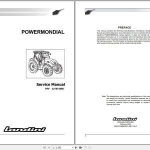 Landini Tractor POWERMONDIAL 95 105 115 Service Manual 4219740M1 EN 1