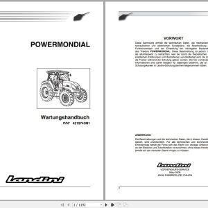 Landini Tractor POWERMONDIAL 95 105 115 Service Manual 4219743M1 DE 1