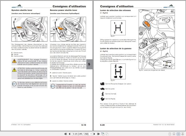 Landini Tractor Powerfarm 100 110 120 Operators Maintenance Manual 6715319A1 FR 2