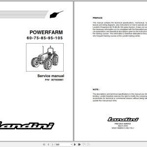 Landini Tractor Powerfarm 60 105 Service Manual 3675939M1 EN 1