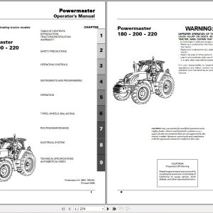 Landini Tractor Powermaster 180 200 220 Operators Maintenance Manual 3681755M1 EN 1