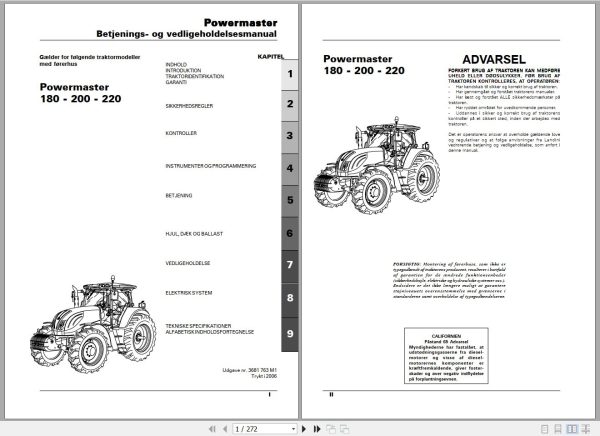 Landini Tractor Powermaster 180 200 220 Operators Maintenance Manual 3681763M1 DA 1