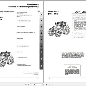 Landini Tractor Powermax 145 165 Operators Maintenance Manual 3693707M1 DE 1