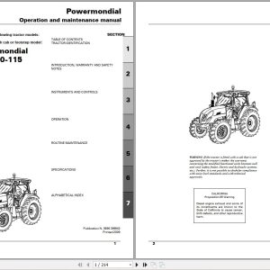 Landini Tractor Powermondial 100 110 115 Operators Maintenance Manual 3696399M2 EN 1