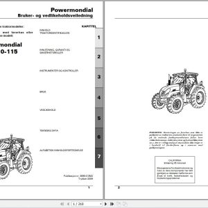 Landini Tractor Powermondial 100 110 115 Operators Maintenance Manual 3696413M2 NO 1