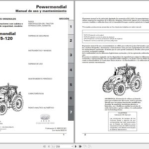 Landini Tractor Powermondial 110 115 120 Operators Maintenance Manual 6505521M1 ES 1