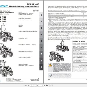 Landini Tractor REX 3 060 F to REX 3 080 GE Operators Maintenance Manual 6671252A3 ES 1