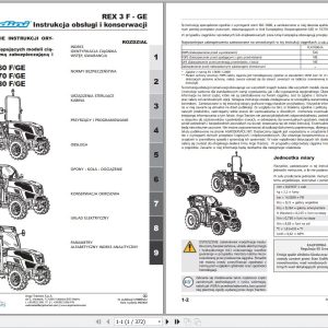 Landini Tractor REX 3 060F to 3 080GE Operators Maintenance Manual 6708055A2 PL 1