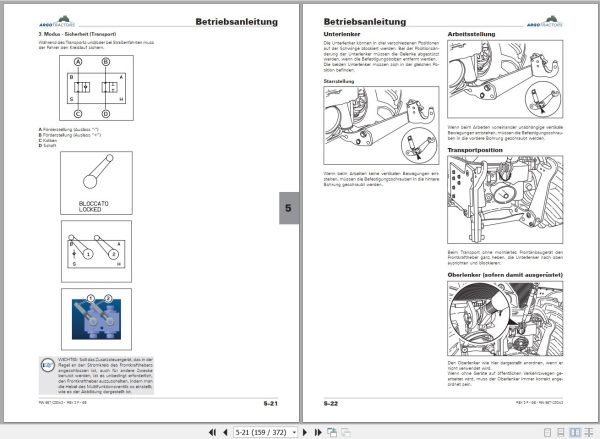 Landini Tractor Rex 3 060F to 3 080 GE Operators Maintenance Manual 6671253A3 DE 2