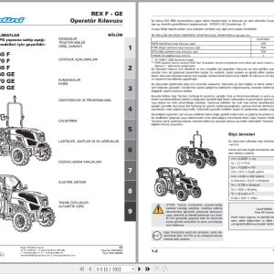 Landini Tractor Rex 3 060F to 3 080GE Operators Maintenance Manual 6701532A1 TR 1
