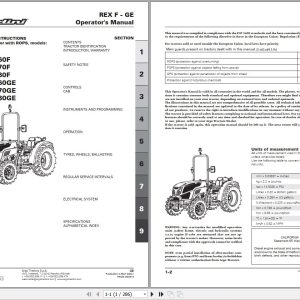 Landini Tractor Rex 3 060F to Rex 3 080GE Operators Maintenance Manual 6647905A1 EN 1