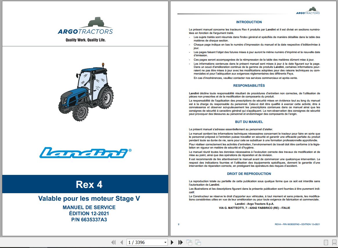 Landini Tractor Rex 4 070 4 080 Service Manual 6635337A3 FR 1