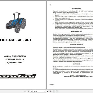 Landini Tractor Rex 4 070F to 4 120GT Service Manual 6637126A1 IT 1