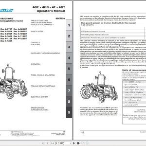 Landini Tractor Rex 4 070GB to Rex 4 120GE Operators Maintenance Manual 6626745A3 EN 1