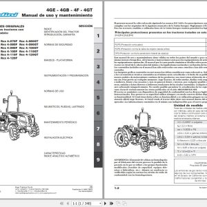 Landini Tractor Rex 4 070GB to Rex 4 120GT Operators Maintenance Manual 6626755A3 ES 1