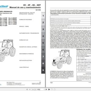 Landini Tractor Rex 4 070V to Rex 4 120GT Operators Maintenance Manual 6613973A3 ES 1