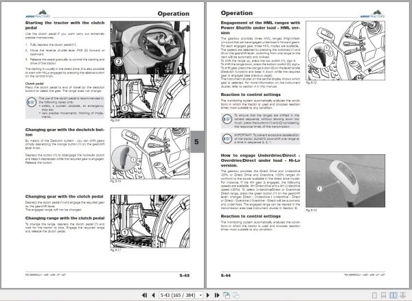 Landini Tractor Rex 4 080 GE to REX 4 120 GT Operators Maintenance Manual 6695502A1 EN 2