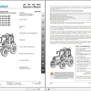 Landini Tractor Rex 4 080 V to Rex 4 120 GT Operators Maintenance Manual 6685002A2 EN 1