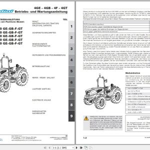 Landini Tractor Rex 4 080GE to 4 120GT Operators Maintenance Manual 6695508A1 DE 1