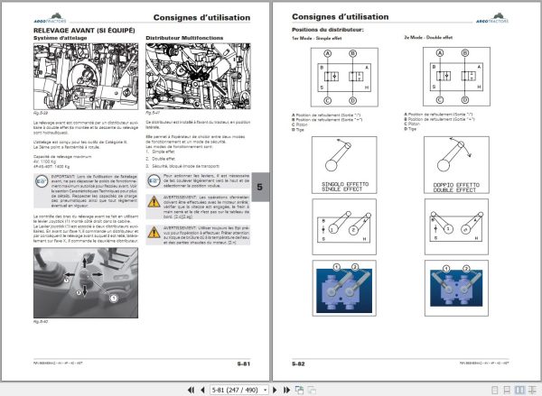 Landini Tractor Rex 4 080V to 4 120GT Operators Maintenance Manual 6684994A2 FR 2