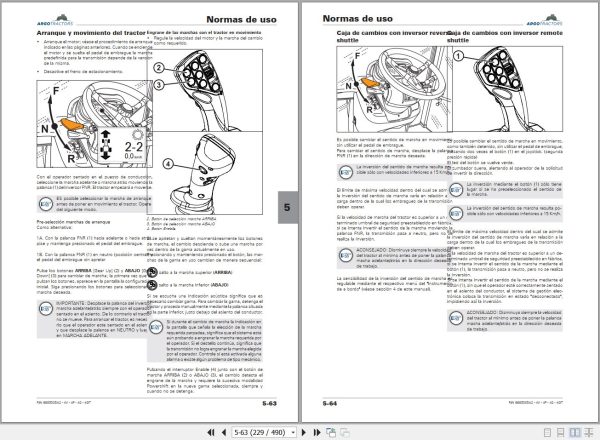 Landini Tractor Rex 4 080V to Rex 4 120GT Operators Maintenance Manual 6685005A2 ES 2
