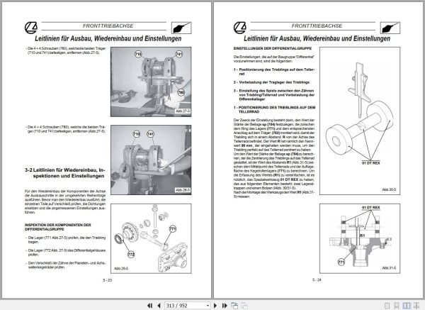 Landini Tractor Rex 60 to 105GT Service Manual 3675947M1 DE 2