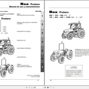 Landini Tractor Rex 60GE to 105GT Frutero Operators Maintenance Manual 3666055M4 ES 1