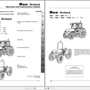 Landini Tractor Rex 60GE to 105GT Orchard Operators Maintenance Manual 3666053M4 EN 1