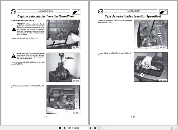 Landini Tractor Rex 60GE to Rex 105GT Service Manual 3675946M2 ES 2