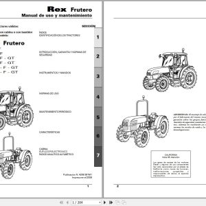 Landini Tractor Rex 65GE to 105GT Frutero Operators Maintenance Manual 4208381M1 ES 1