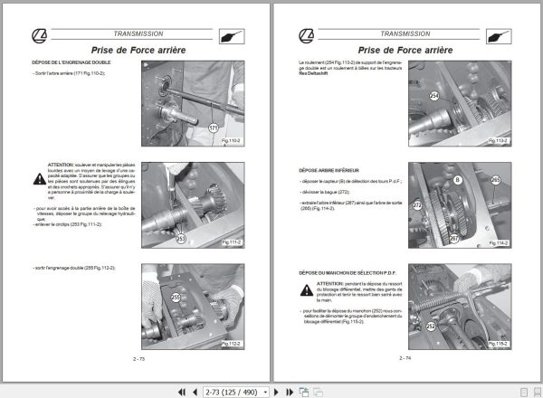 Landini Tractor Rex 70GT 100GT Deltashift Service Manual 3665284M1 FR 2