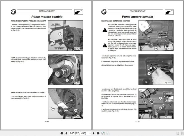Landini Tractor Rex 70GT to 100GT Deltashift Service Manual 3665245M1 IT 2