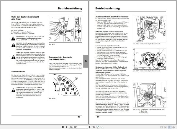 Landini Tractor Rex 75F to 110GT Obstbau Operators Maintenance Manual 4221159M1 DE 2