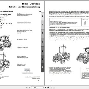 Landini Tractor Rex 75F to 90GT Obstbau Operators Maintenance Manual 4221318M1 DE 1
