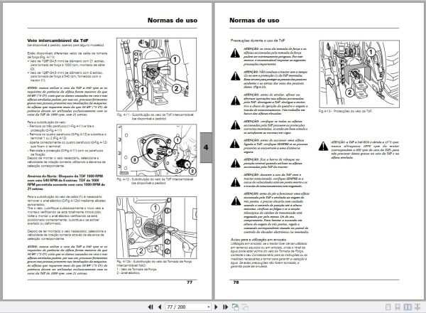 Landini Tractor Rex 75F to 90GT Pomareiros Operators Maintenance Manual 4221321M1 PT 2