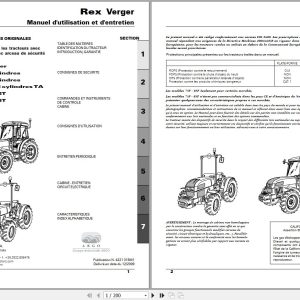 Landini Tractor Rex 75F to 90GT Verger Operators Maintenance Manual 4221315M1 FR 1