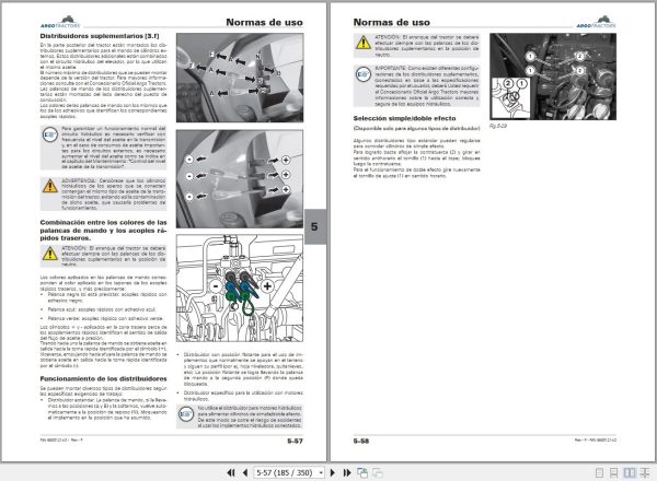Landini Tractor Rex 80F to Rex 120GT Operators Maintenance Manual 6685121A3 ES 2