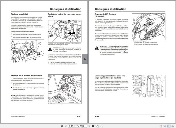 Landini Tractor SUPER 100B to 110 Operators Maintenance Manual 6622898A1 FR 2
