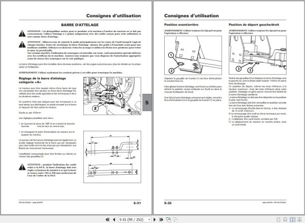 Landini Tractor SUPER 7860 to 110 Operators Maintenance Manual 6613743A1 FR 2