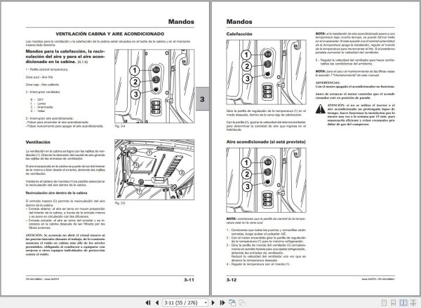 Landini Tractor SUPER 90 to 110B Operators Maintenance Manual 6622900A1 ES 2
