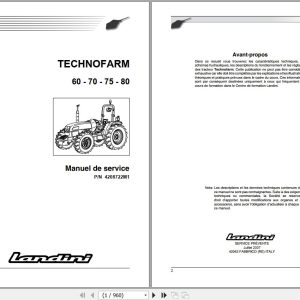 Landini Tractor TECHNOFARM 60 70 75 80 Service Manual 4208722M1 FR 1